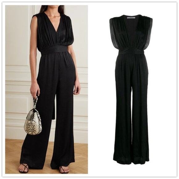 Derek Lam 10 Crosby Astrid Jacquard Sleeveless Jumpsuit Black 2